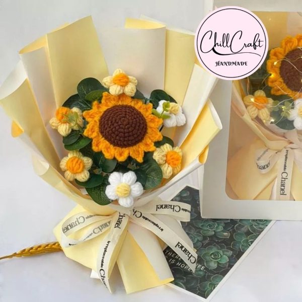 Bó hoa hướng dương len 1 bông handmade – Chill Craft - Hình ảnh 2