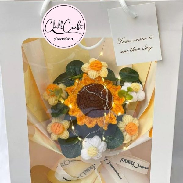 Bó hoa hướng dương len 1 bông handmade – Chill Craft - Hình ảnh 4