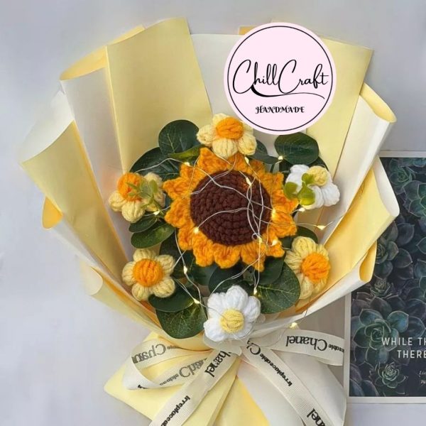Bó hoa hướng dương len 1 bông handmade – Chill Craft - Hình ảnh 3