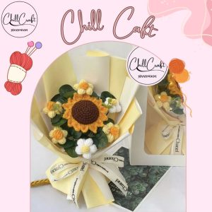 Bó hoa hướng dương len 1 bông handmade – Chill Craft