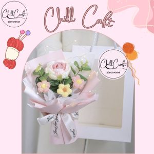 Bó Hoa Len Handmade 4 Bông – Quà Tặng Sinh Nhật, Tốt Nghiệp Cho Nữ, Hoa Giả Cao Cấp - Chill Craft