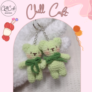 Móc khóa handmade gấu xanh bông mềm