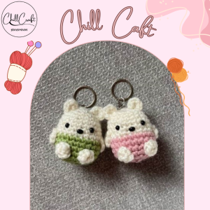 Móc khóa handmade gấu béo tròn len móc