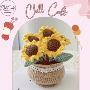Chậu Hoa Len Trang Trí Quà Tặng Handmade - Chill Craft