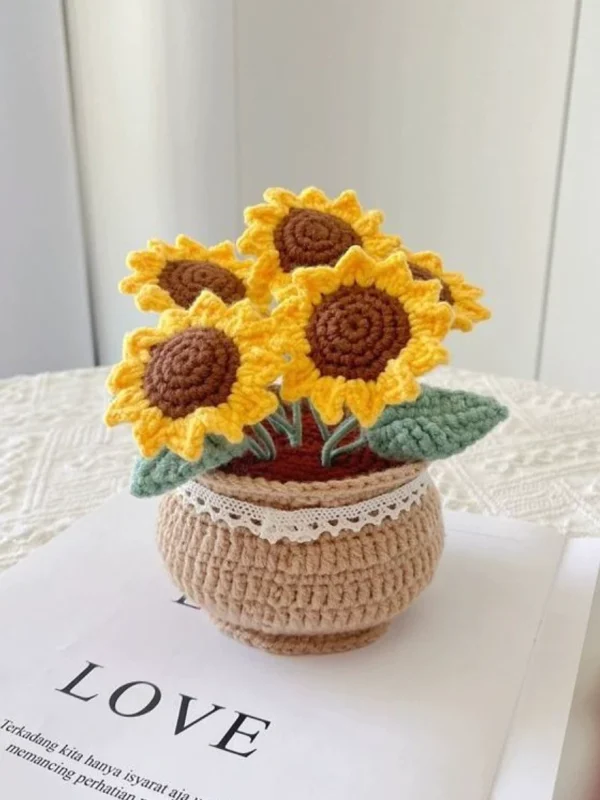 Chậu Hoa Len Trang Trí Quà Tặng Handmade - Chill Craft - Hình ảnh 2