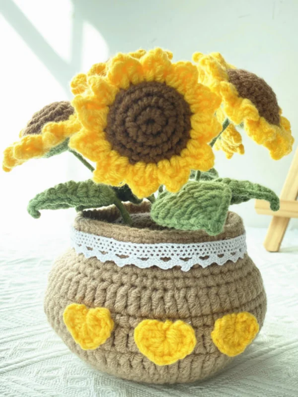 Chậu Hoa Len Trang Trí Quà Tặng Handmade - Chill Craft - Hình ảnh 3